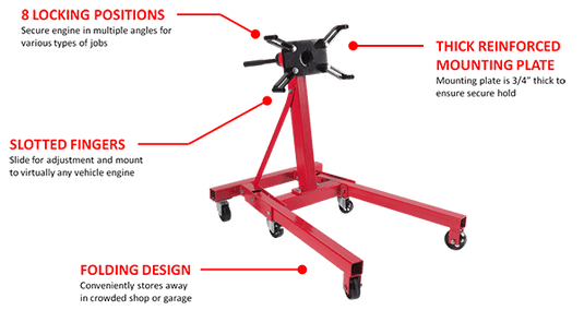 Sunex 8400 - Soporte de motor plegable de 1 tonelada